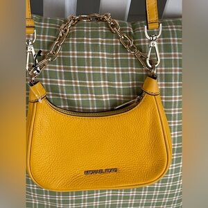 Michael Kors Mustard Yellow Shoulder Bag with Gold Chain
